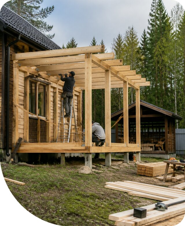 Строительство пристроек и построек на участке в Сафонове